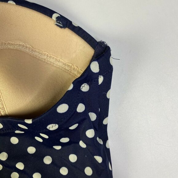 J Crew Navy Blue White Polka Dot Retro Vintage Style Strapless 1 Piece Swimsuit - Picture 3 of 4